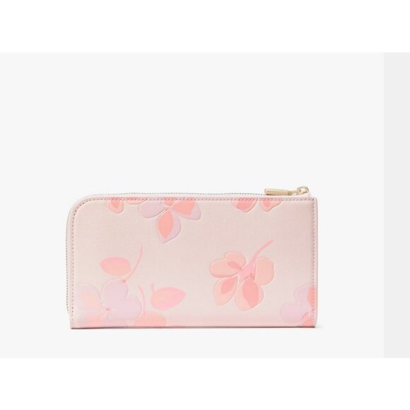 KATE SPADE NY Devin Springs Pansies leather women's zip large wallet - Pink - Picture 6 of 6